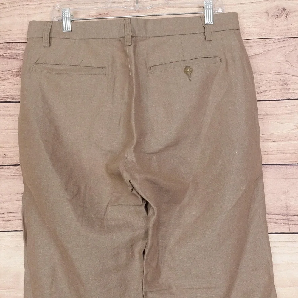 Banana Republic Gavin Chino Pants Mens 33x32 Beige Linen Blend Classic Straight